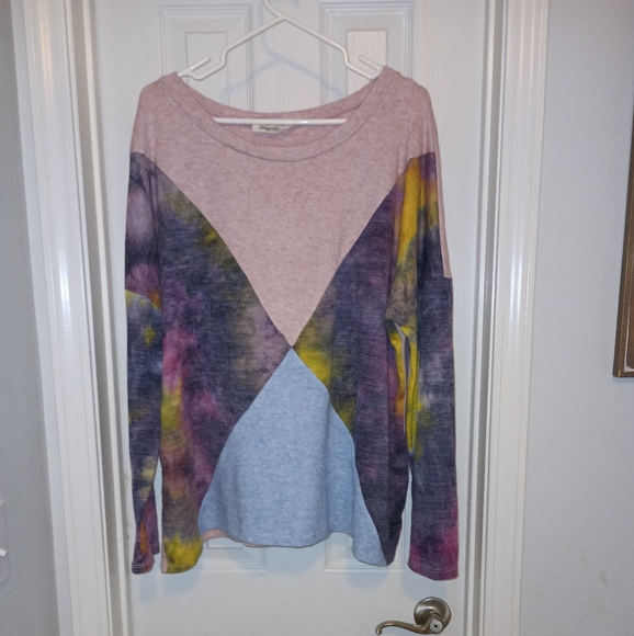 Haptics Sweaters - Haptics by Holly Harper Pink, Blue, and Tie Dye Long Sleeve Sweater
